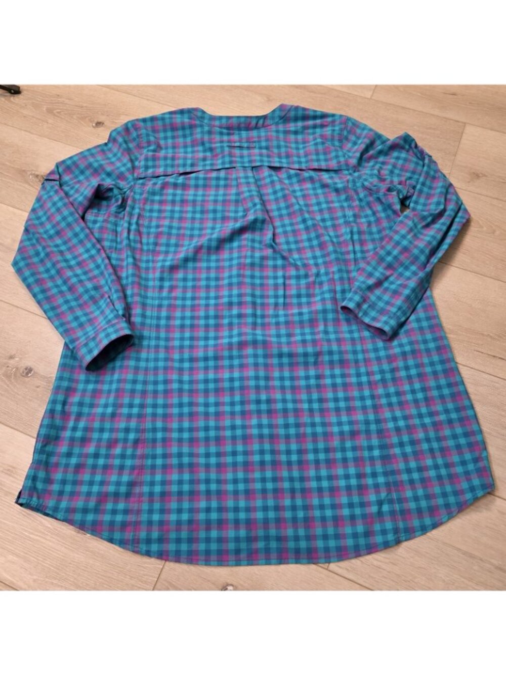 Womens Duluth Purple Blue Plaid Long Sleeve Vented Button Shirt Sz XL - Picture 5 of 6